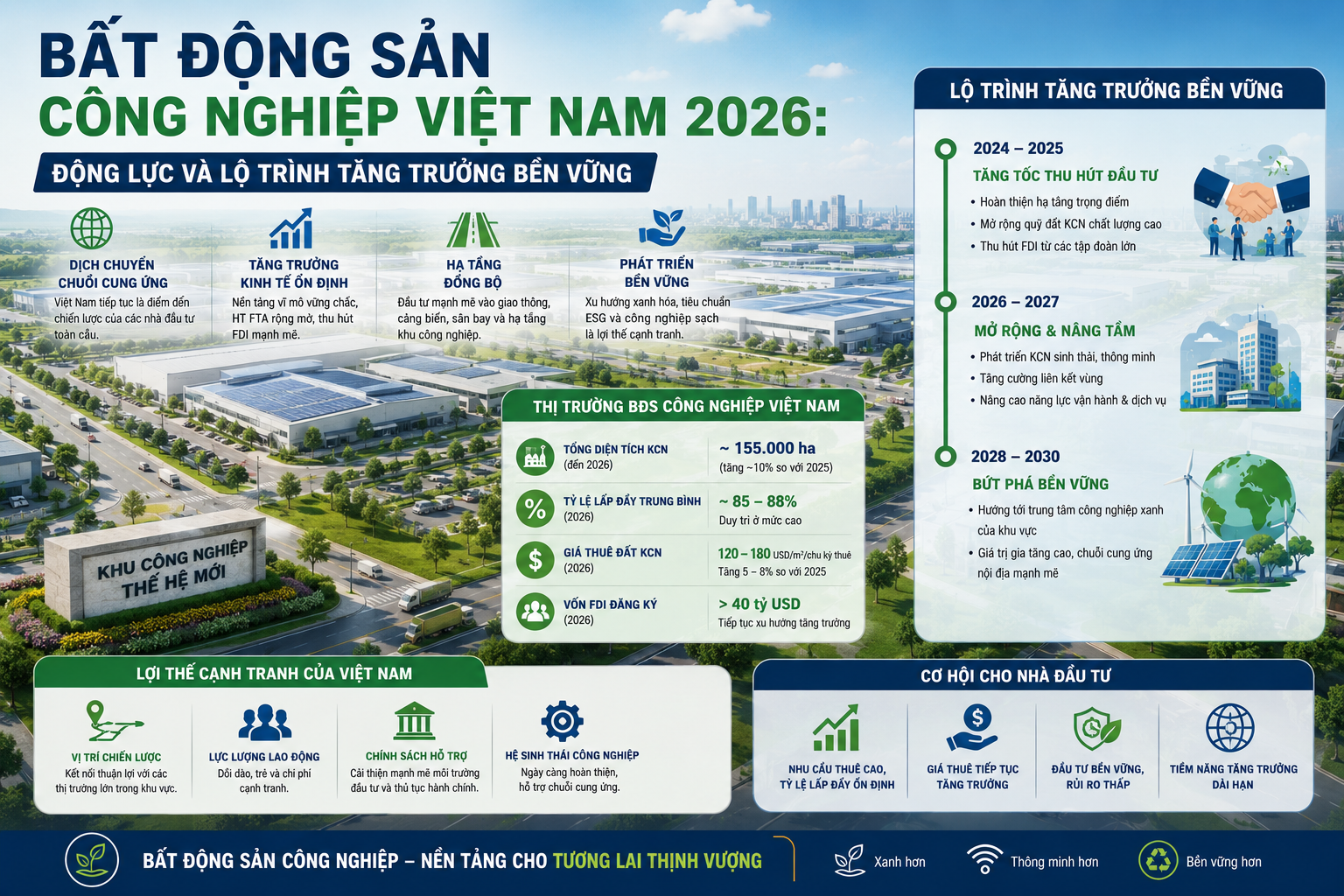 Bất động sản công nghiệp Việt Nam 2026: Động lực và lộ trình tăng trưởng bền vững