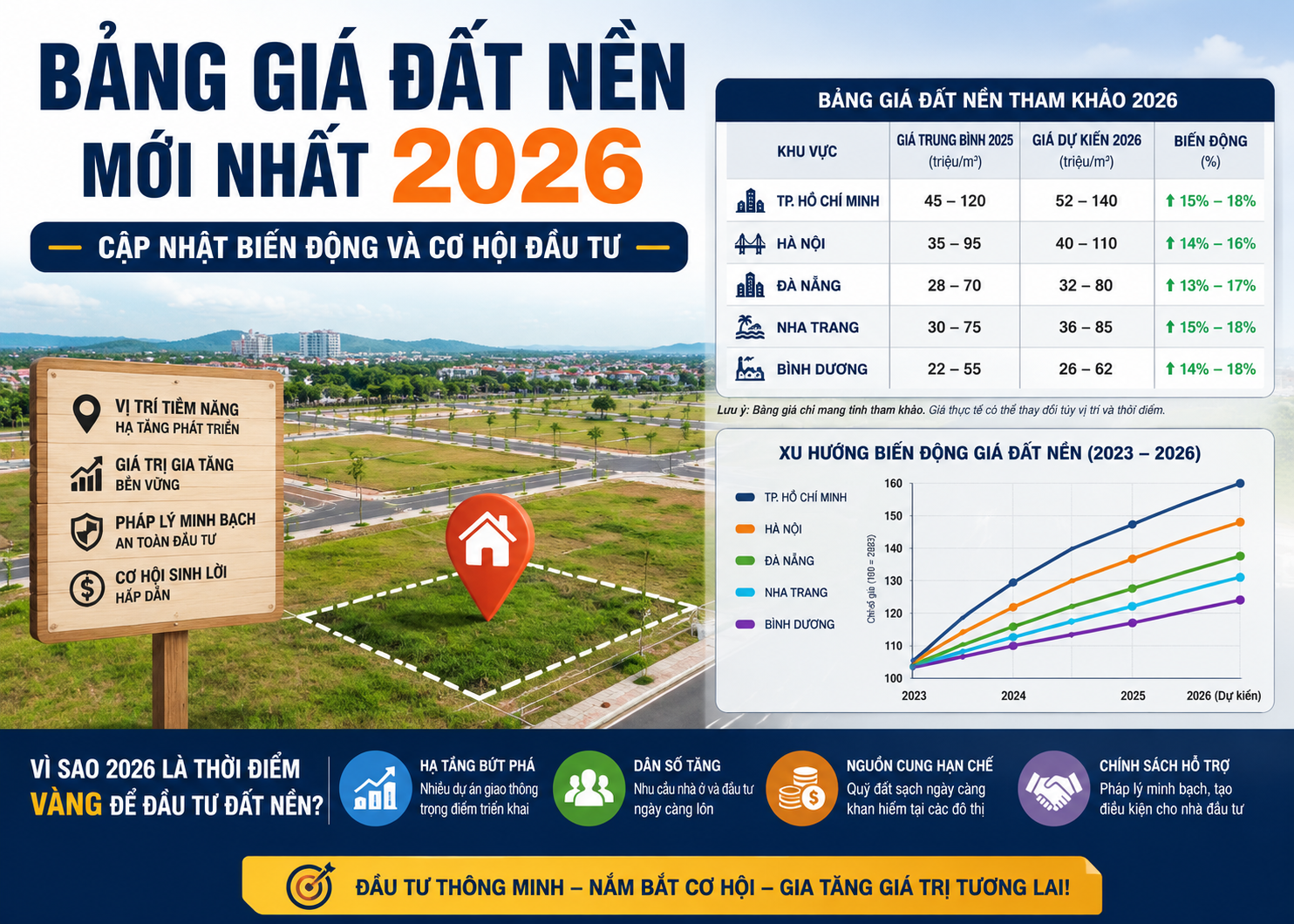 Bảng giá đất nền mới nhất 2026: Cập nhật biến động và cơ hội đầu tư